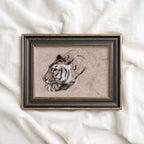 Tiger Portrait Wall Art Printable | Antique Pencil Sketch Wildlife Print