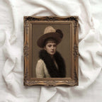Vintage Victorian portrait wall art printable featuring an elegant Victorian woman with antique oil painting texture.