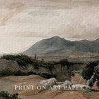 Close-up of vintage Western mountain artwork printed on fine art matte paper