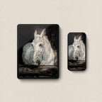 Vintage White Horse iPhone & iPad Wallpaper Set (Dark Academia) — Stable Portrait