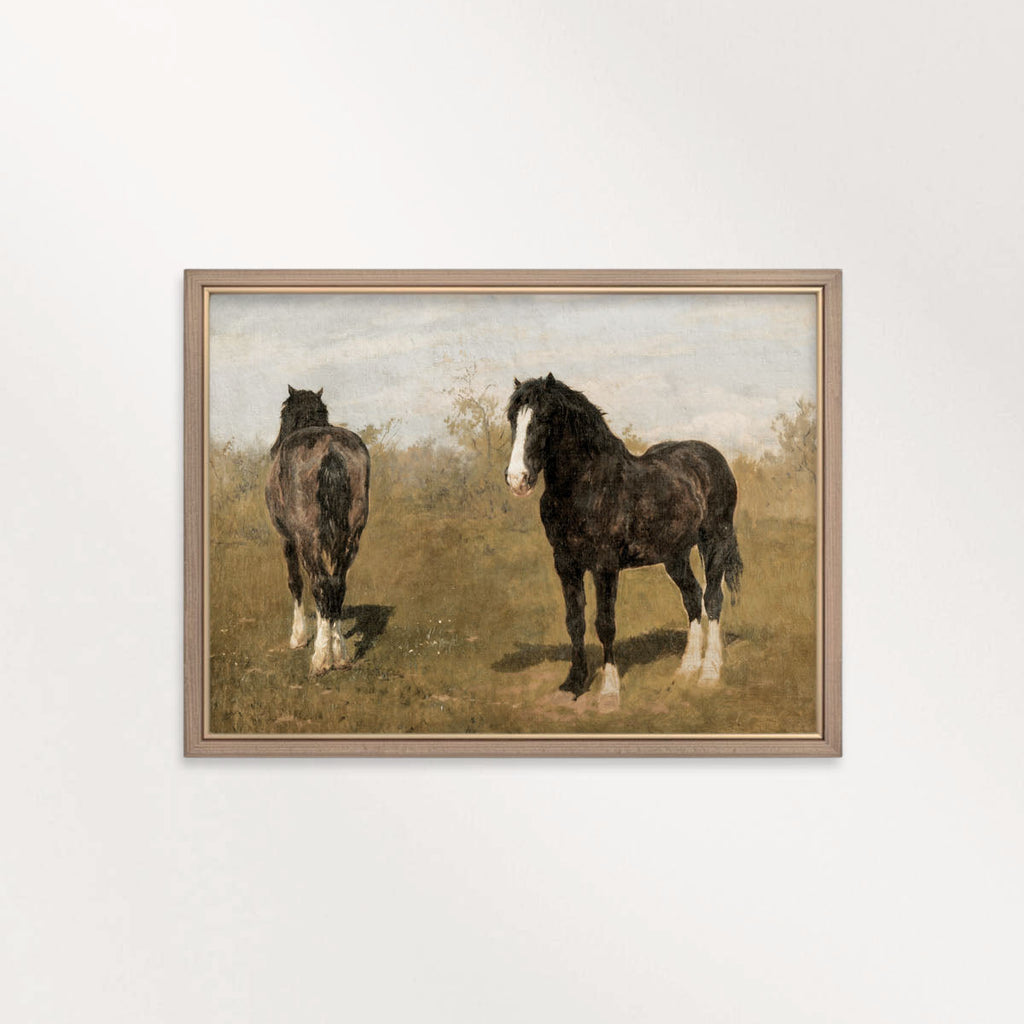 Vintage Wild Horses Wall Art Printable (Muted Western Mustang Painting)