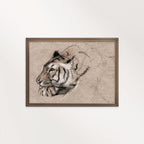 Tiger Portrait Wall Art Printable | Antique Pencil Sketch Wildlife Print