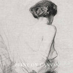 Vintage Woman Back Facing Pencil Sketch Wall Art Printable – Neutral Minimal Portrait Print