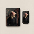 Vintage Woman Portrait iPhone & iPad Wallpaper Set – Moody Pink Hair Aesthetic