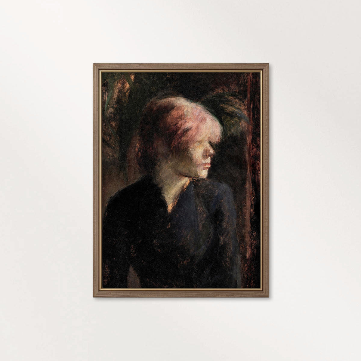 Vintage Woman Portrait Wall Art Printable – Moody Pink Hair Aesthetic Print