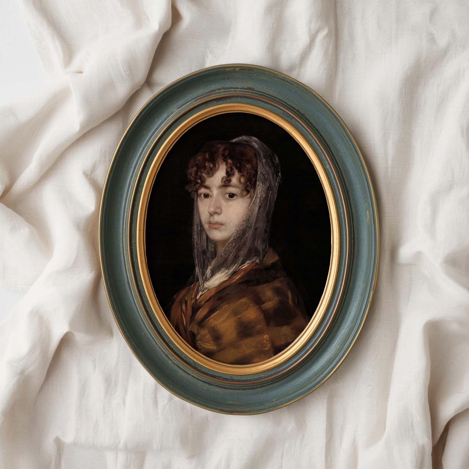 Vintage Maiden Portrait Wall Art Printable (Classical Woman) — Dark Academia Neutral