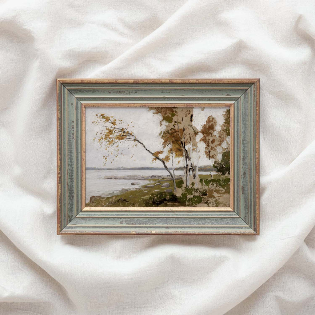 Muted Ochre Autumn Landscape Printable Wall Art | Soft Rustic Nature Decor