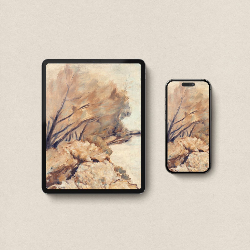 Rustic Landscape iPhone & iPad Wallpaper Set — Warm Earth Tone Abstract (Digital Download)