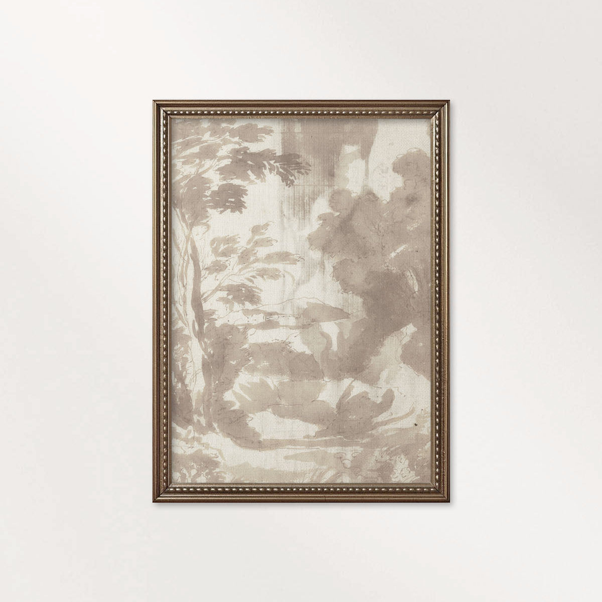 Neutral Botanical Watercolor Wall Art Printable | Soft Forest Ink Wash Landscape