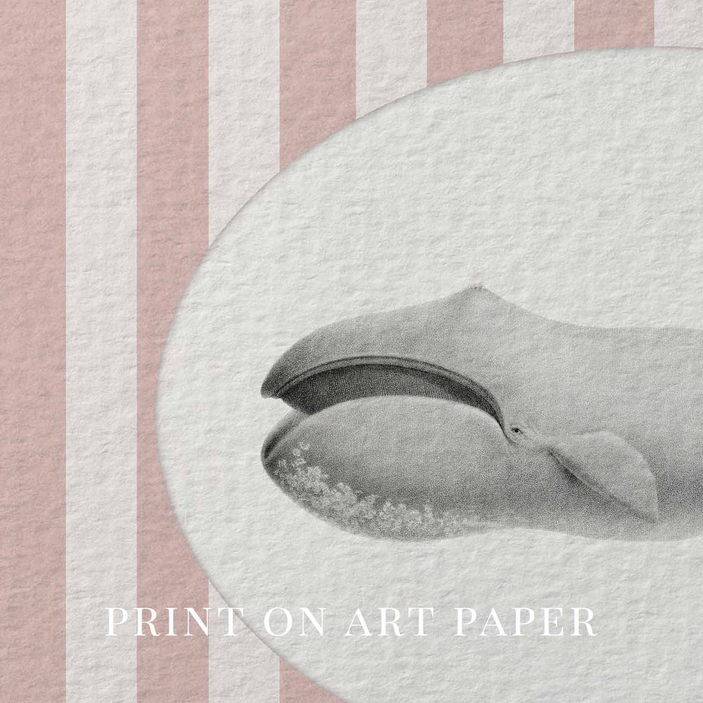 Whale Nursery Wall Art Printable (Digital Download) — Pink Striped Storybook Ocean Decor