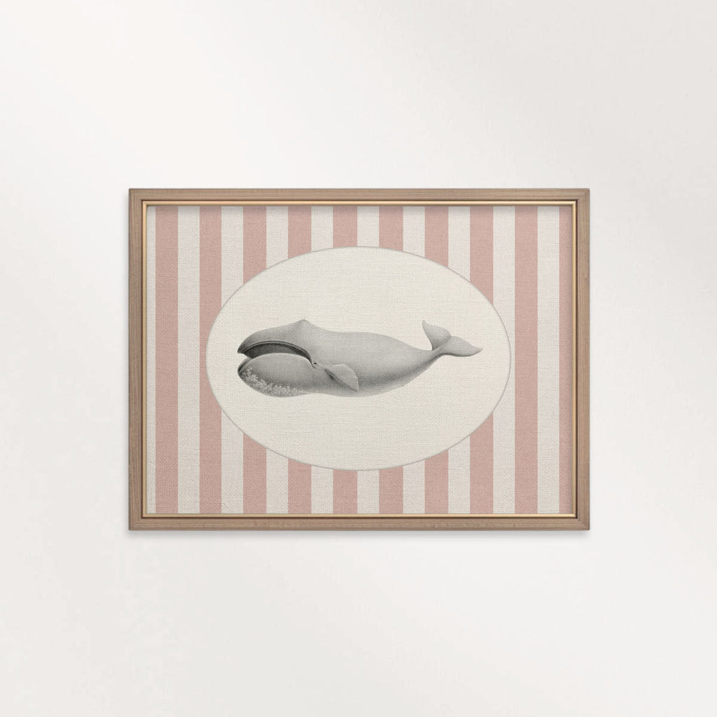 Whale Nursery Wall Art Printable (Digital Download) — Pink Striped Storybook Ocean Decor