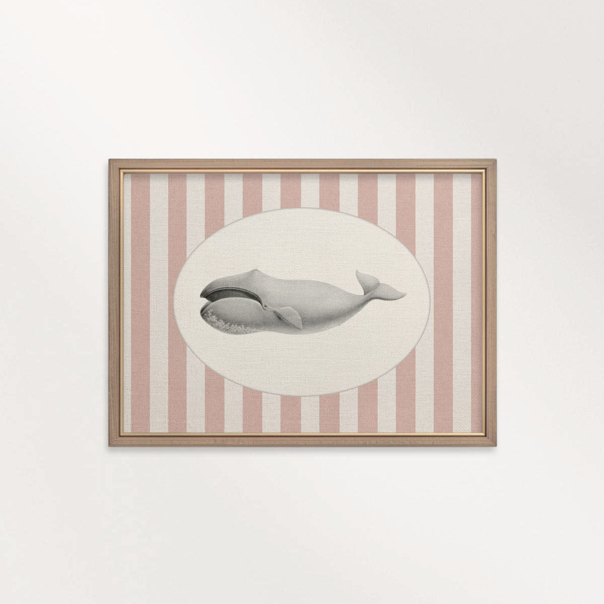 Whale Nursery Wall Art Printable (Digital Download) — Pink Striped Storybook Ocean Decor