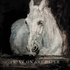 Vintage White Horse Stable Wall Art Printable (Dark Academia Equestrian)