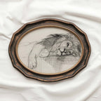 Sleeping Lion Wall Art Printable | Neutral Pencil Sketch Wildlife Print