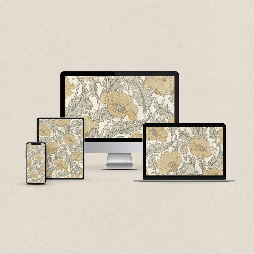 Yellow Floral Botanical Wallpaper Bundle – Cottagecore 4-Device Set (Digital Download)